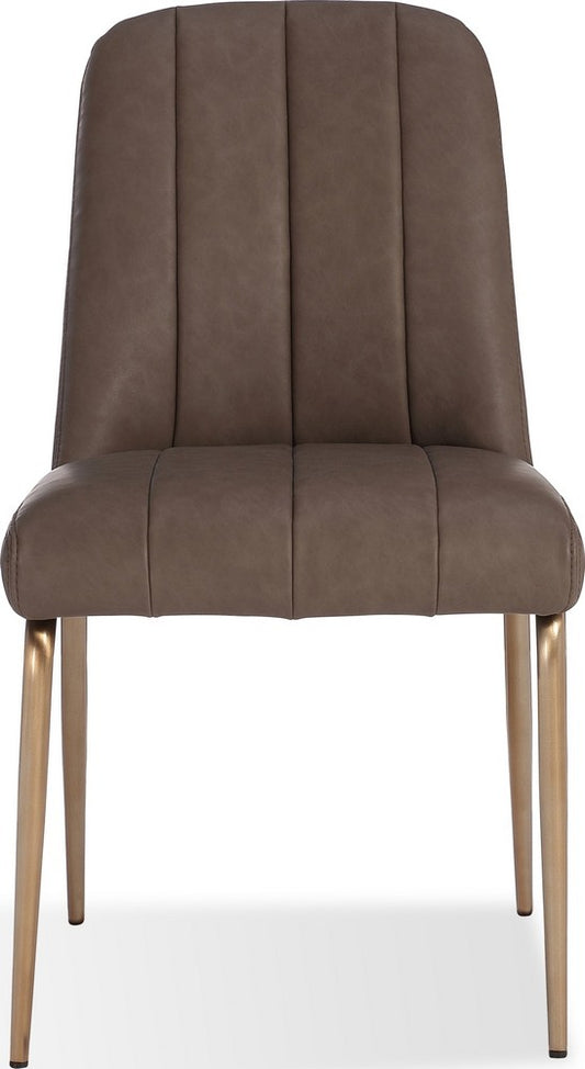 Modus Furniture - Apollo Upholstered Dining Chair in Cinnamon Synthetic Leather and Brushed Bronze Metal Set of 2 - PUSJ63BPJ_2 view 2