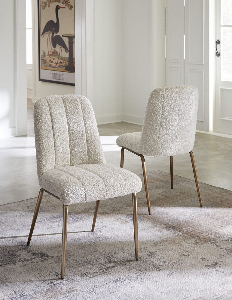 Modus Furniture - Apollo Upholstered Dining Chair in Ricotta Boucle and Brushed Bronze Metal Set of 2 - PUSJ63BMY_2 view 7