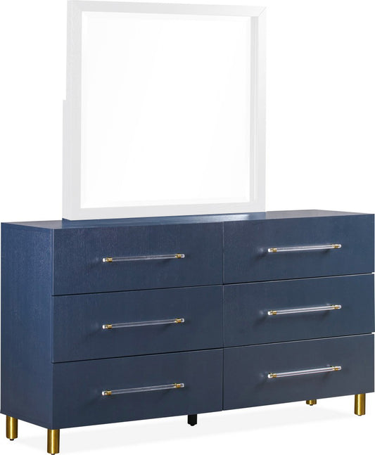 Modus Furniture - Argento Six Drawer Dresser in Navy Blue and Burnished Brass (2024) - 9DKB82A view 2