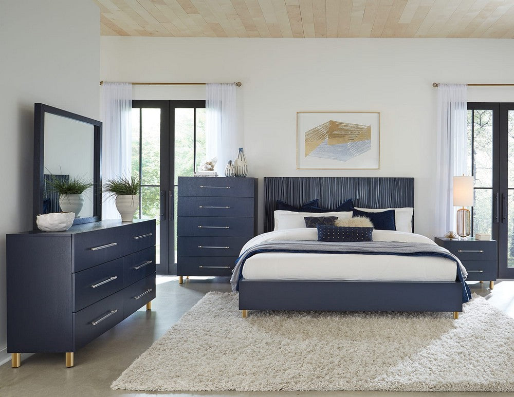 Modus Furniture - Argento Six Drawer Dresser in Navy Blue and Burnished Brass (2024) - 9DKB82A view 8