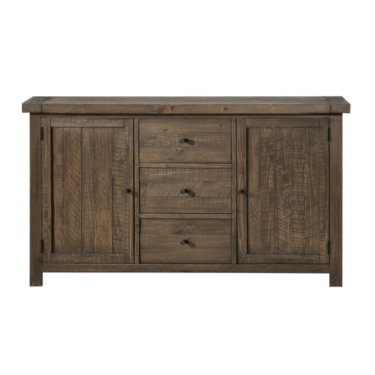 Modus Furniture - Autumn Solid Wood Three Drawer Two Door Sideboard in Flint Oak - 8FJ873 veiw 2
