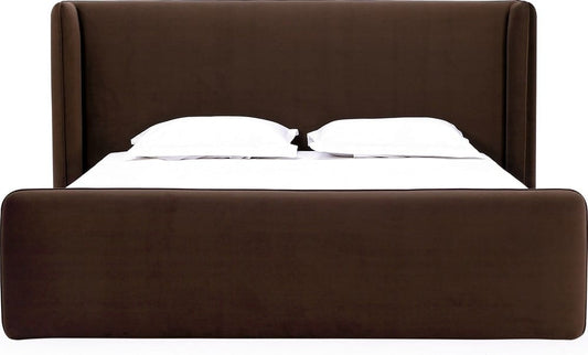 Modus Furniture - Bacall Queen-size Velvet Upholstered Wingback Platform Bed in Cola - PCRJH5 view 2