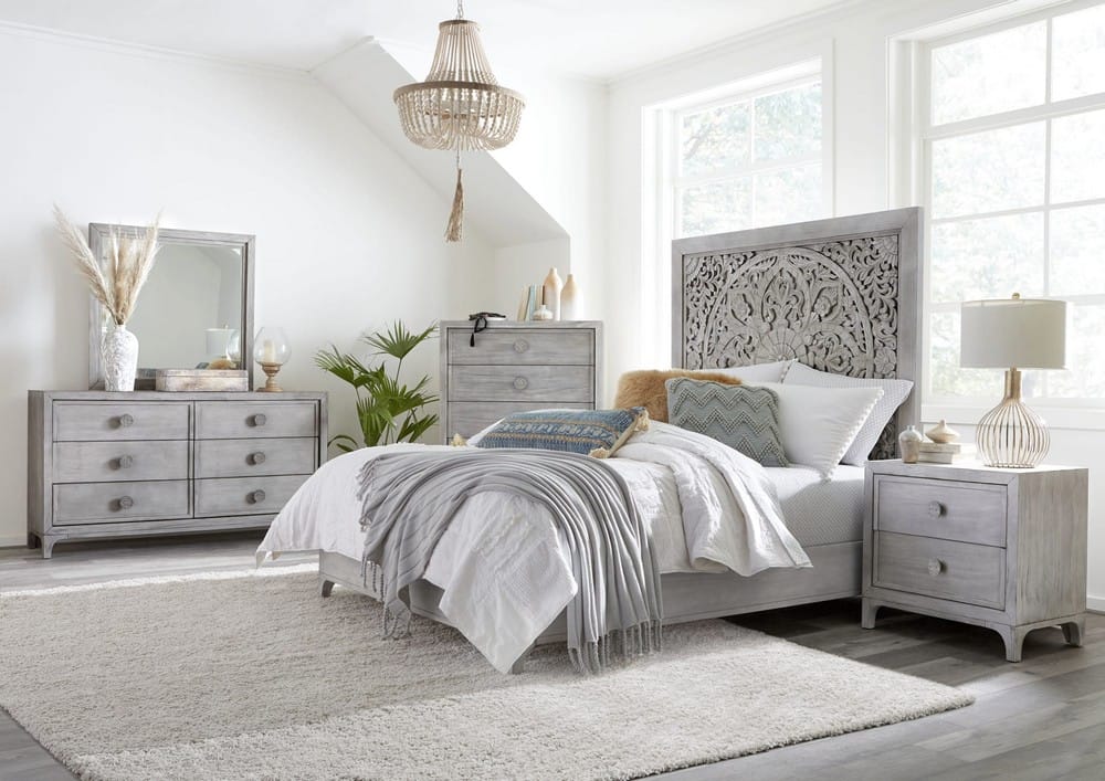 Modus Furniture - Boho Chic Five-Drawer Chest in Washed White (2024) - 1JQ984A view 5