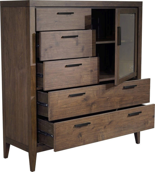 Modus Furniture - Boracay Five Drawer One Door Walnut Sweater Chest in Wild Oats Brown (2024) - LWY686A view 2