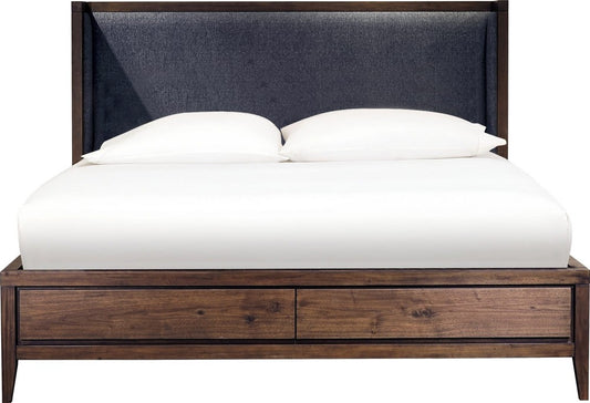 Modus Furniture - Boracay King-size Upholstered Wingback Storage Bed in Wild Oats Brown - LWY6H7 view 2