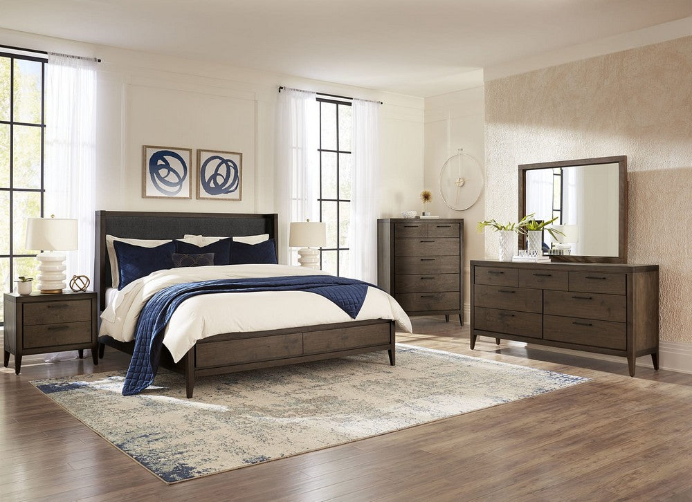 Modus Furniture - Boracay Queen-size Upholstered Wingback Storage Bed in Wild Oats Brown - LWY6H5 view 11
