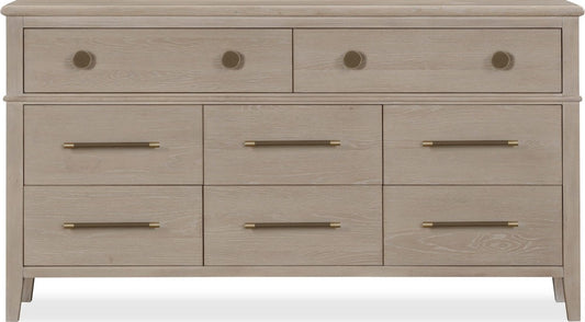 Modus Furniture - Camden Eight Drawer Oak Wood Dresser in Chai - QATK82 view 2