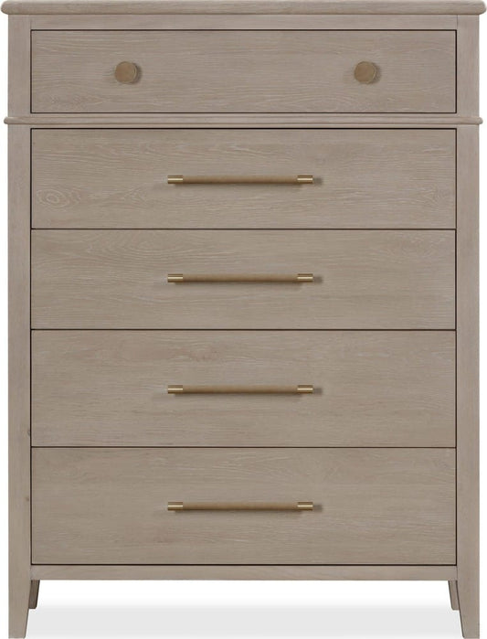 Modus Furniture - Camden Five Drawer Oak Wood Chest in Chai - QATK84 view 2