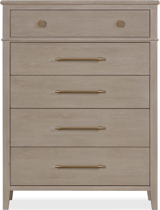 Modus Furniture - Camden Five Drawer Oak Wood Chest in Chai - QATK84 view 2