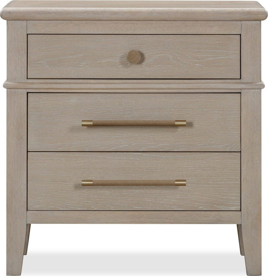 Modus Furniture - Camden Three Drawer Oak Wood Nightstand in Chai - QATK81B view 2