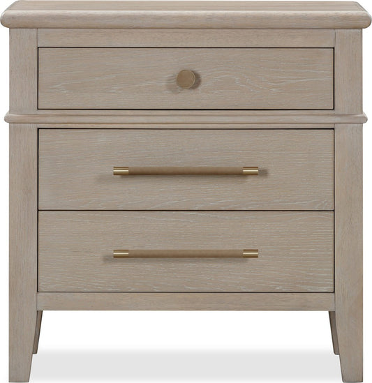 Modus Furniture - Camden Three Drawer Oak Wood Nightstand in Chai - QATK81B view 2
