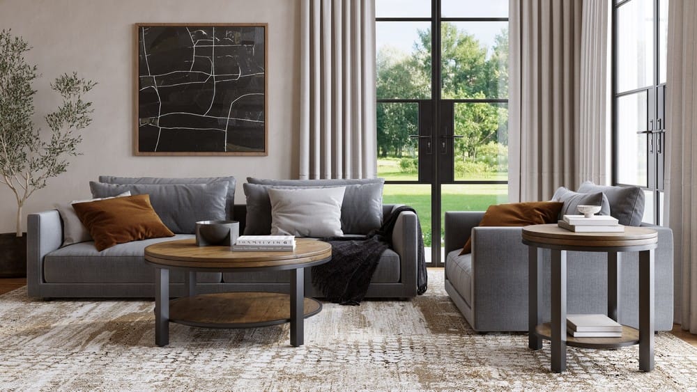 Modus Furniture - Canyon Solid Wood and Metal Round End Table in Washed Grey - AE8722 view 5