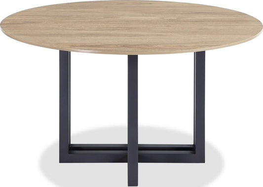 Modus Furniture - CEO Wood Pattern Round Sintered Stone Dining Table in Gunmetal and Washed Oak - JKCV61SSLW54 view 2