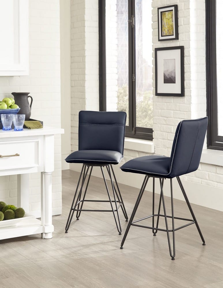 Modus Furniture - Demi Hairpin Leg Swivel Counter Stool in Cobalt - 9LE870D_1 view 3