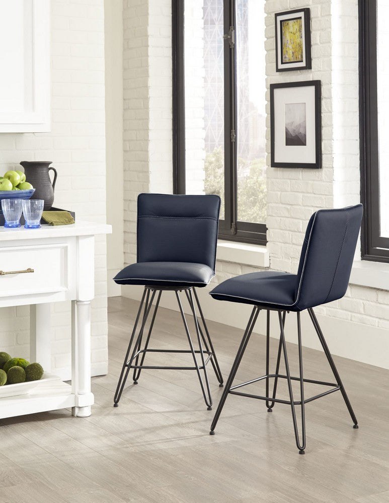 Modus Furniture - Demi Hairpin Leg Swivel Counter Stool in Cobalt Set of 2 - 9LE870D_2 view 3