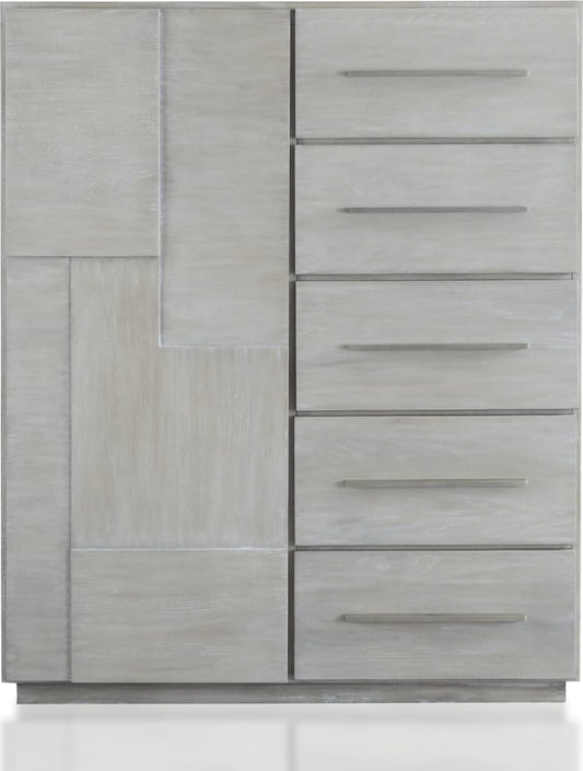 Modus Furniture - Destination Five Drawer One Door Sweater Chest in Cotton Grey (2024) - DEZ786A view 2