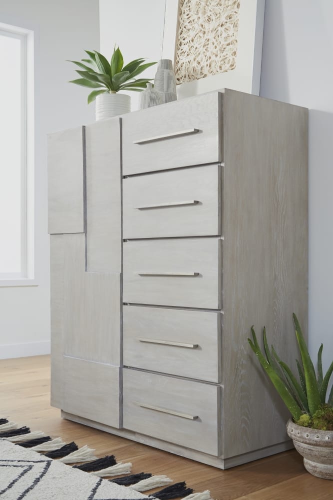 Modus Furniture - Destination Five Drawer One Door Sweater Chest in Cotton Grey (2024) - DEZ786A view 3