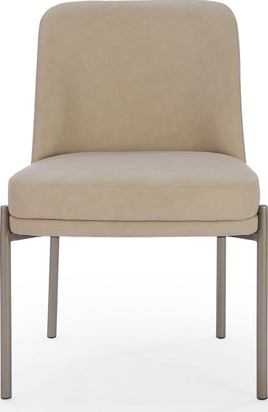 Modus Furniture - Dion Upholstered Dining Chair in Camel Synthetic Leather and Brushed Nickel Metal - PWTB63JPG_1 view 2