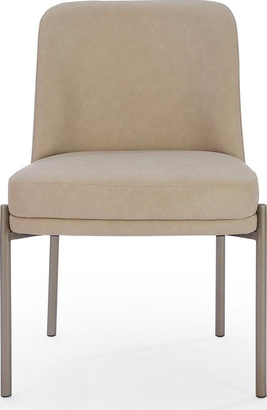 Modus Furniture - Dion Upholstered Dining Chair in Camel Synthetic Leather and Brushed Nickel Metal Set of 2 - PWTB63JPG_2 view 2