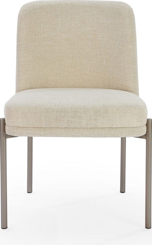 Modus Furniture - Dion Upholstered Dining Chair in Natural Light Linen and Brushed Nickel Metal Set of 2 - PWTB63JMW_2 view 2