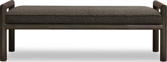 Modus Furniture - Dorsey Boucle Upholstered Wooden Bench in Basalt Grey and Pumpernickel - NSU588 view 2