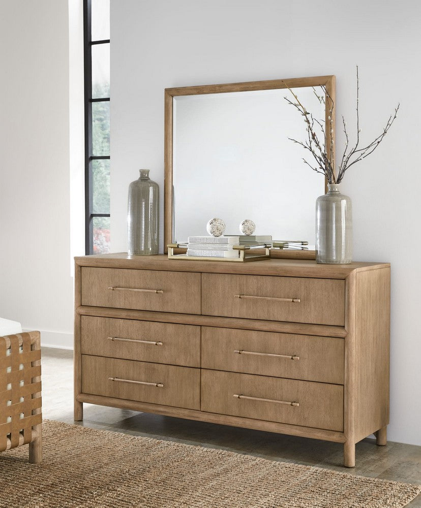 Modus Furniture - Dorsey Solid Wood and Glass Mirror in Granola - NSPV83 view 7