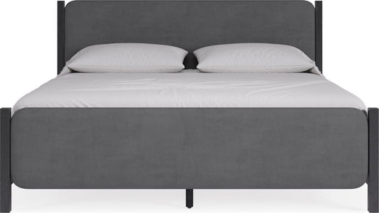 Modus Furniture - Elora Queen-size Wood and Velvet Upholstered Bed in Jet and Charcoal - PRKSA5 view 2