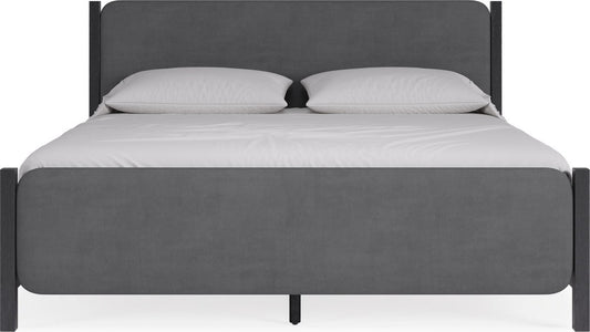 Modus Furniture - Elora Queen-size Wood and Velvet Upholstered Bed in Jet and Charcoal - PRKSA5 view 2