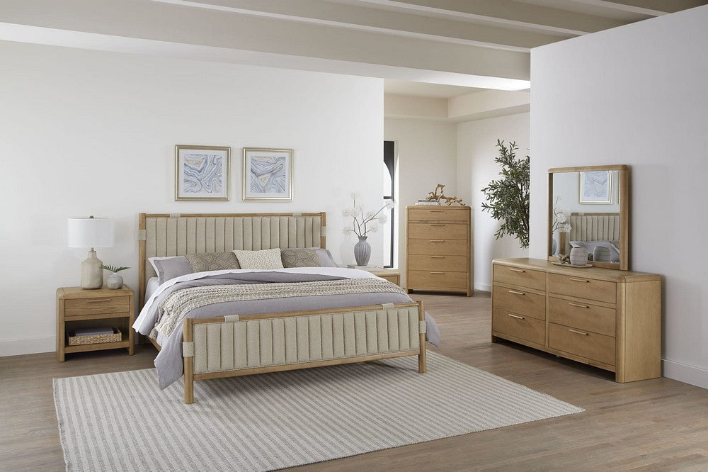 Modus Furniture - Furano California King-size Upholstered Panel Bed in Ginger and Brun Boucle - QDTWJ6 view 9