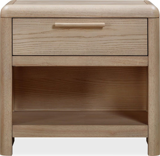 Modus Furniture - Furano One Drawer One Shelf Ash Wood Nightstand in Ginger - QDTW81 view 2