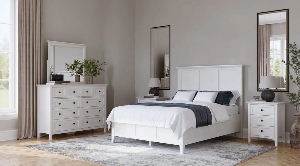 Modus Furniture - Grace California King-size Three Panel Bed in Snowfall White - PNRAL6 view 11