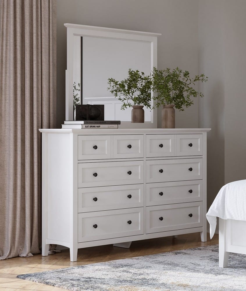 Modus Furniture - Grace Eight Drawer Dresser in Snowfall White (2024) - PNRA82A view 7