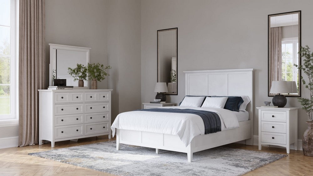 Modus Furniture - Grace Queen-size Three Panel Bed in Snowfall White - PNRAL5 view 12