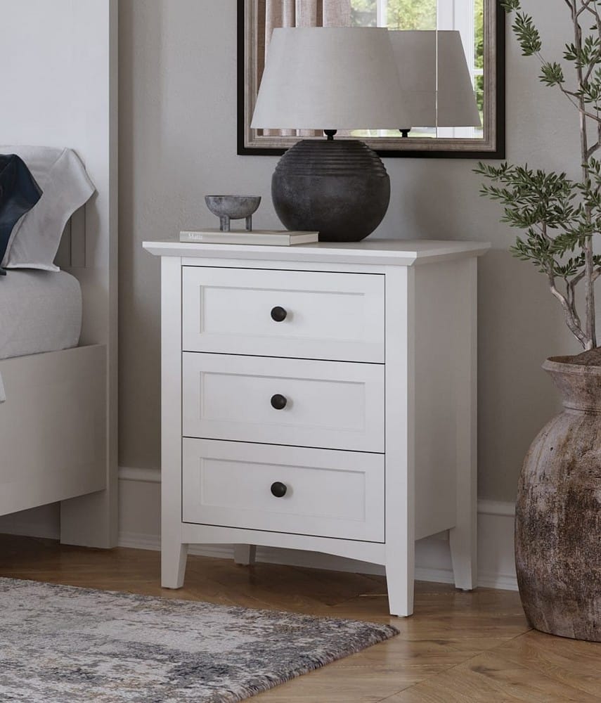 Modus Furniture - Grace Three Drawer Nightstand in Snowfall White - PNRA81 view 7