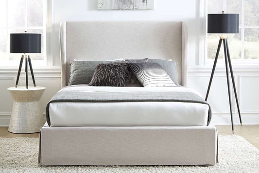 Modus Furniture - Hera Queen-Size Upholstered Skirted Panel Bed in Oatmeal - CB96H51 veiw 2