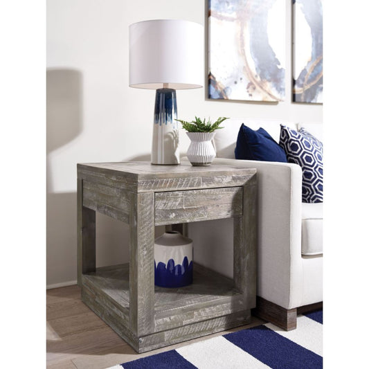 Modus Furniture - Herringbone Solid Wood One Drawer End Table in Rustic Latte - 5QS322 veiw 2