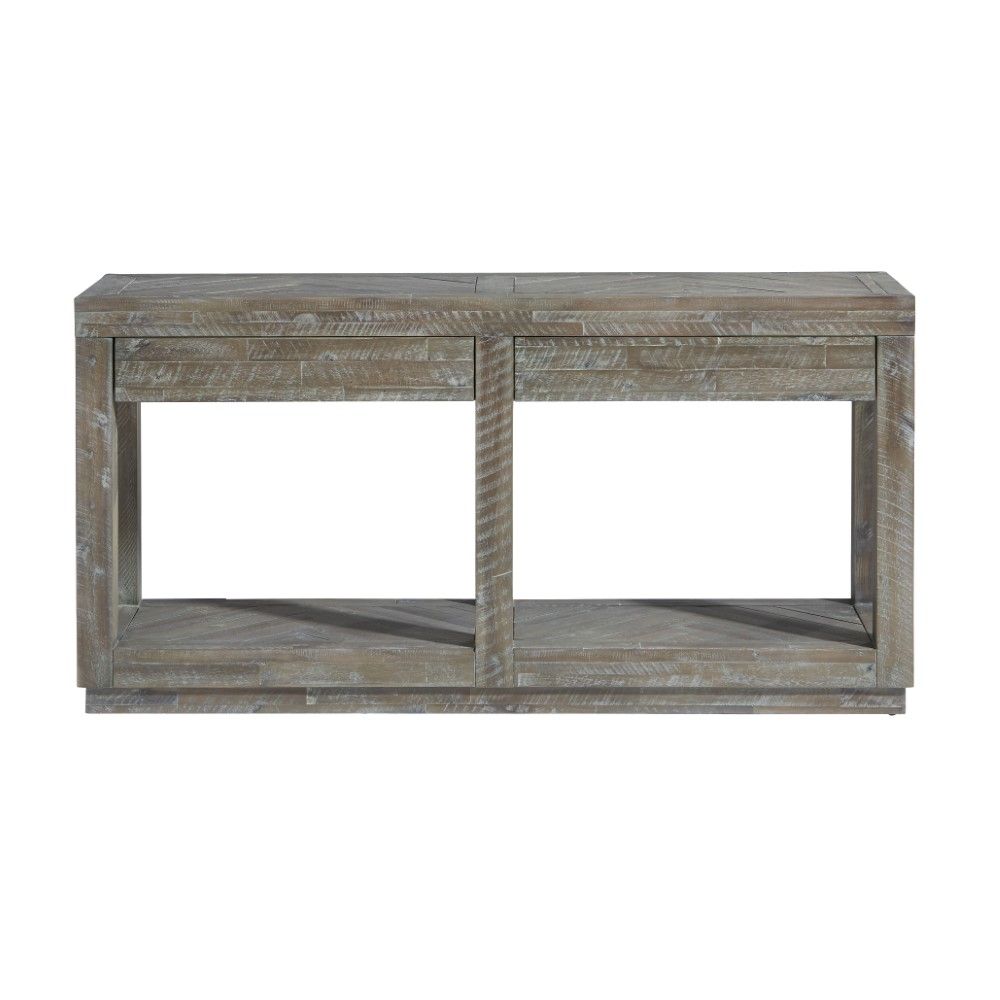 Modus Furniture - Herringbone Solid Wood Two Drawer Console in Rustic Latte - 5QS323 veiw 4