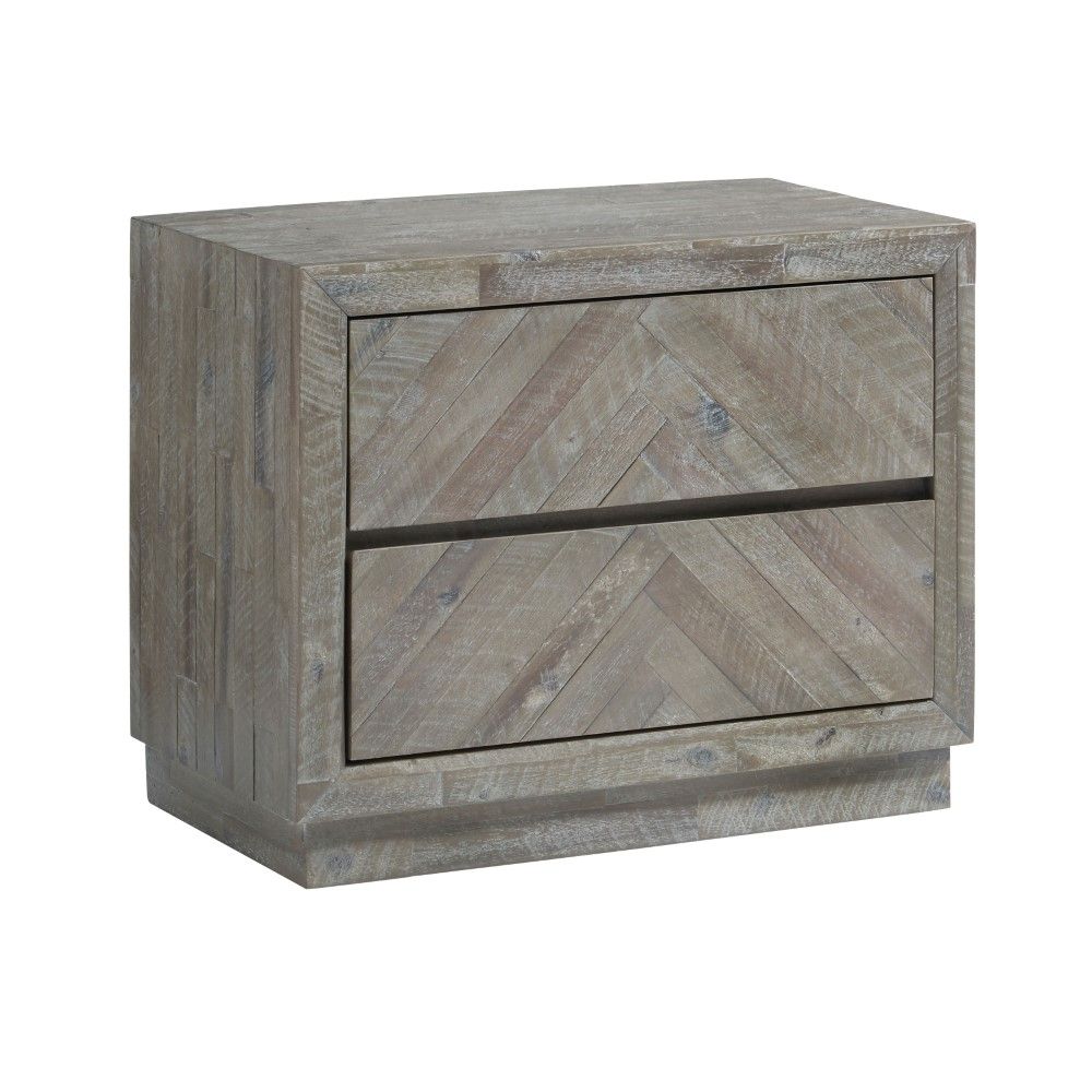 Modus Furniture - Herringbone Solid Wood Two Drawer Nightstand in Rustic Latte - 5QS381_CLOSEOUT veiw 1