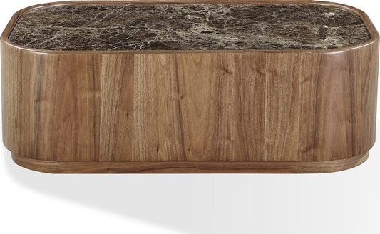 Modus Furniture - Juba Natural Marble and Walnut Coffee Table with Casters in Mongoose - UWYT21 view 2