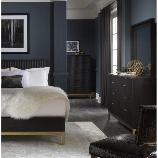 Modus Furniture - Kentfield Solid Wood Beveled Glass Mirror in Black Drifted Oak - 8ZU583 veiw 2