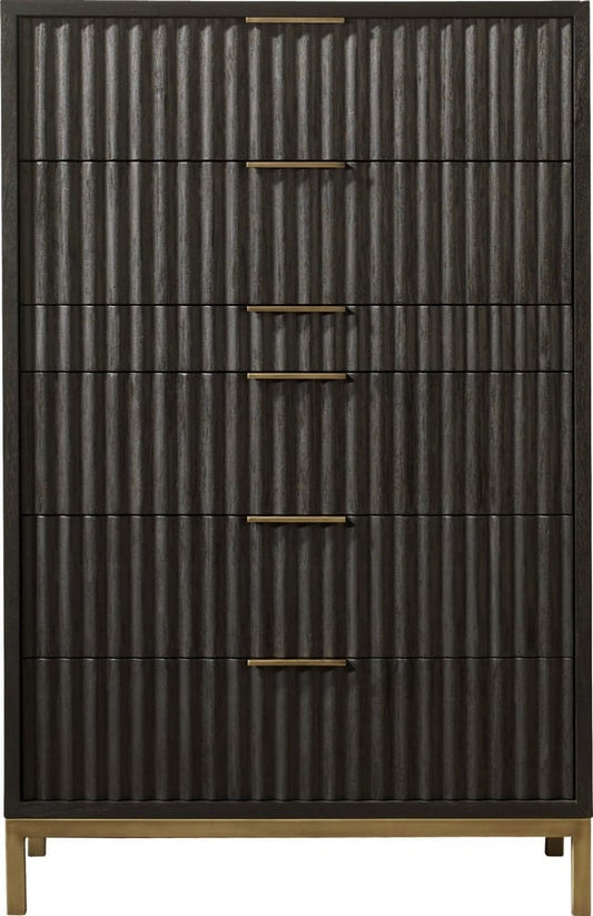 Modus Furniture - Kentfield Solid Wood Six Drawer Chest in Black Drifted Oak (2024) - 8ZU584A view 2