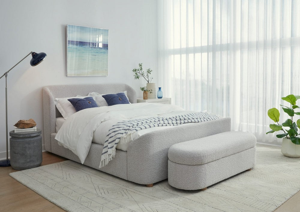 Modus Furniture - Kiki California King-size Upholstered Platform Bed in Cotton Ball Boucle - MQNBH6 view 8