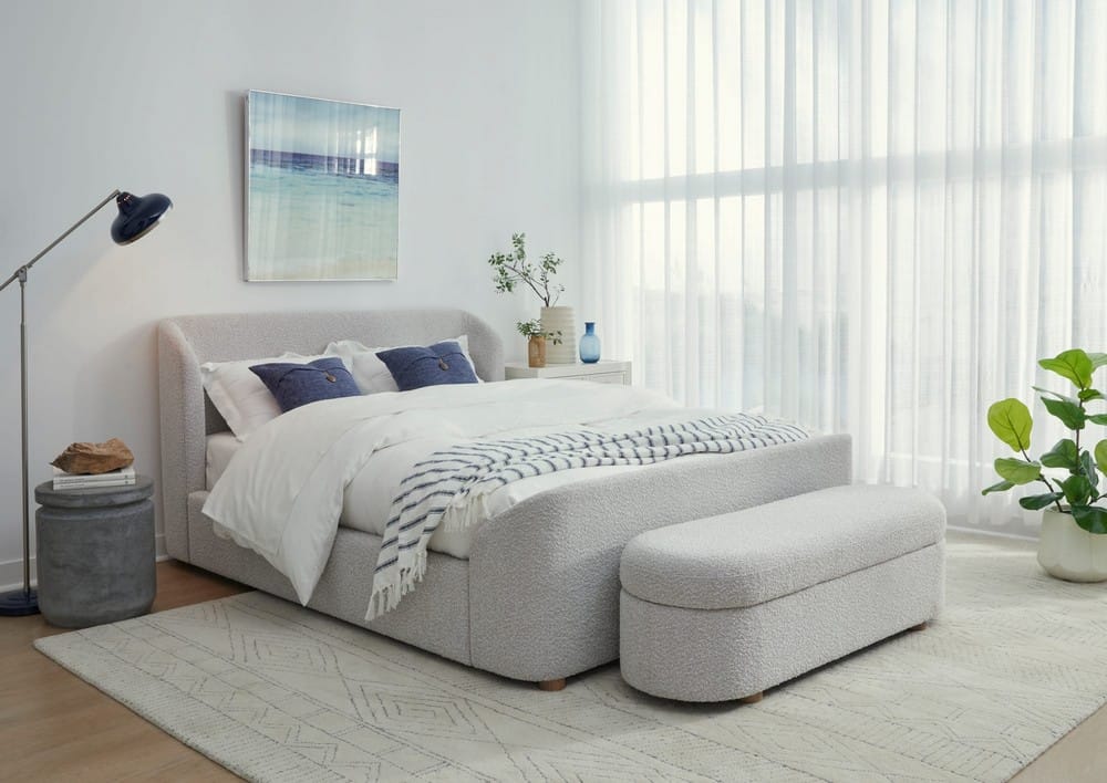 Modus Furniture - Kiki Upholstered Hinged Storage Bench in Cotton Ball Boucle (2026) - MQNB91 view 6