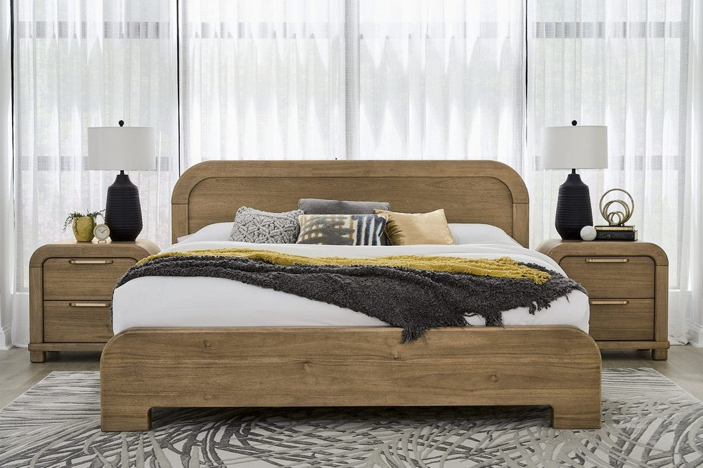 Modus Furniture - Kione Queen-size Acacia Wood Platform Bed in Lioness - TXXWH5 view 9