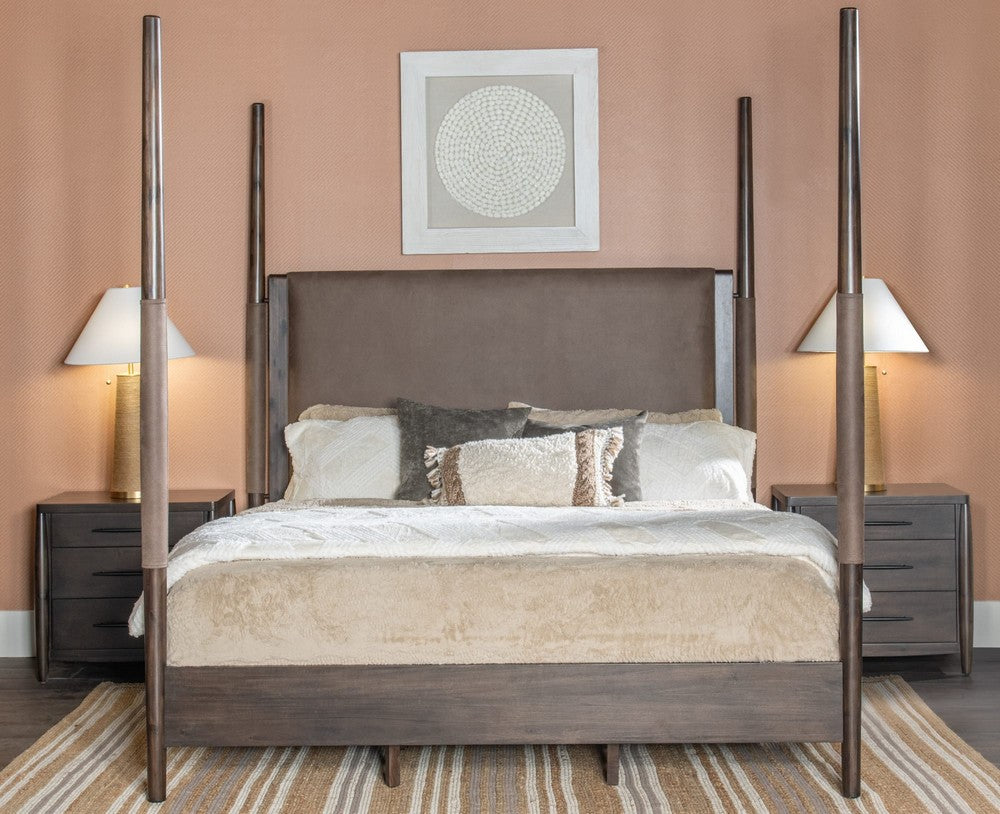 Modus Furniture - Koko Queen-size Upholstered Poster Bed in Minx - TWXVB5 view 8