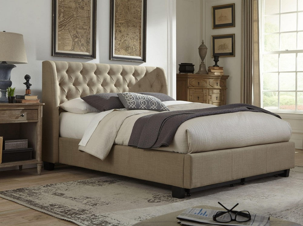 Modus Furniture - Levi King-Size Tufted Platform Bed in Toast Linen - 3ZL7L746 view 5