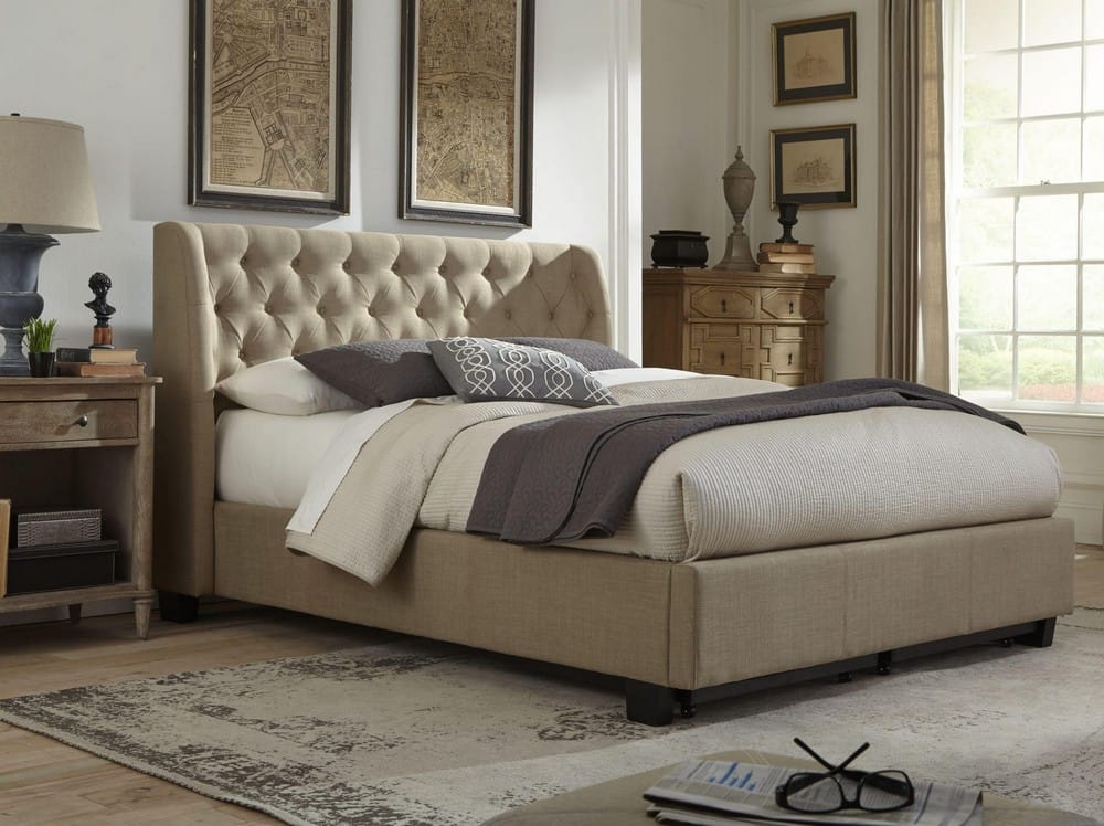 Modus Furniture - Levi King-Size Tufted Storage Bed in Toast Linen - 3ZL7D746 view 9
