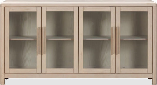 Modus Furniture - Liv Glass Door Ash Wood Sideboard in White Sand - QHTP79 view 2