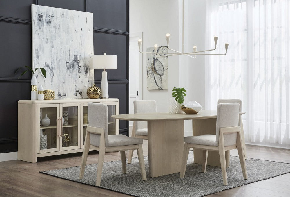 Modus Furniture - Liv Glass Door Ash Wood Sideboard in White Sand - QHTP79 view 7