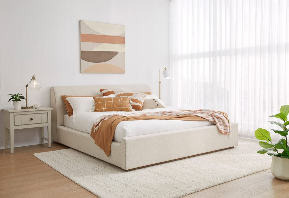 Modus Furniture - Louis Full-size Upholstered Platform Bed in Natural Linen - MQMWH4 view 10